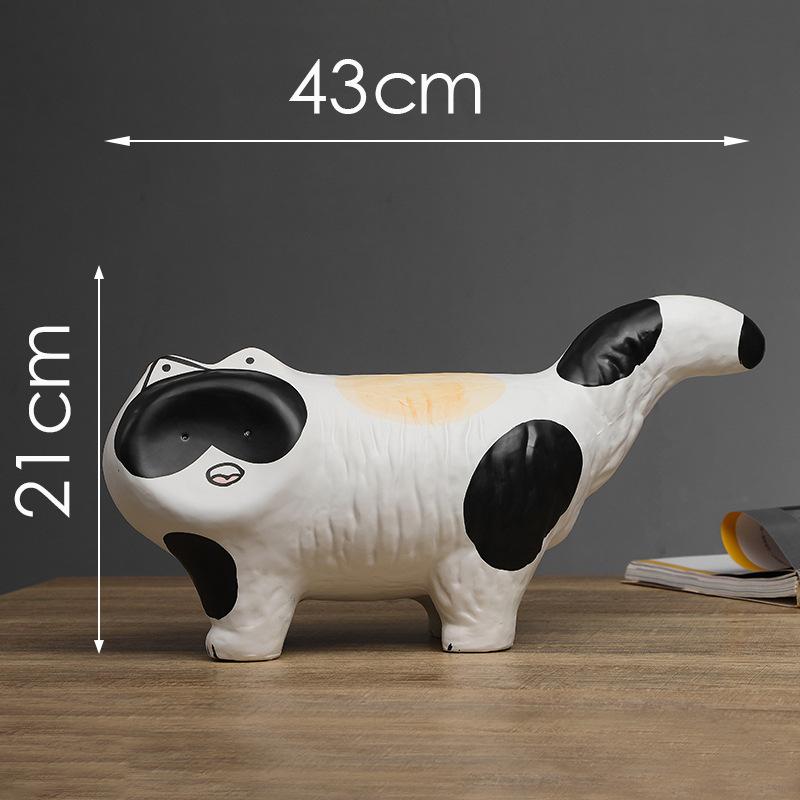 

Creative Cartoon Fat Cat Statue Desk Decoration Ornaments Calico Cat Handicrafts Porcelain Sculpture Room Aesthetics Decor
