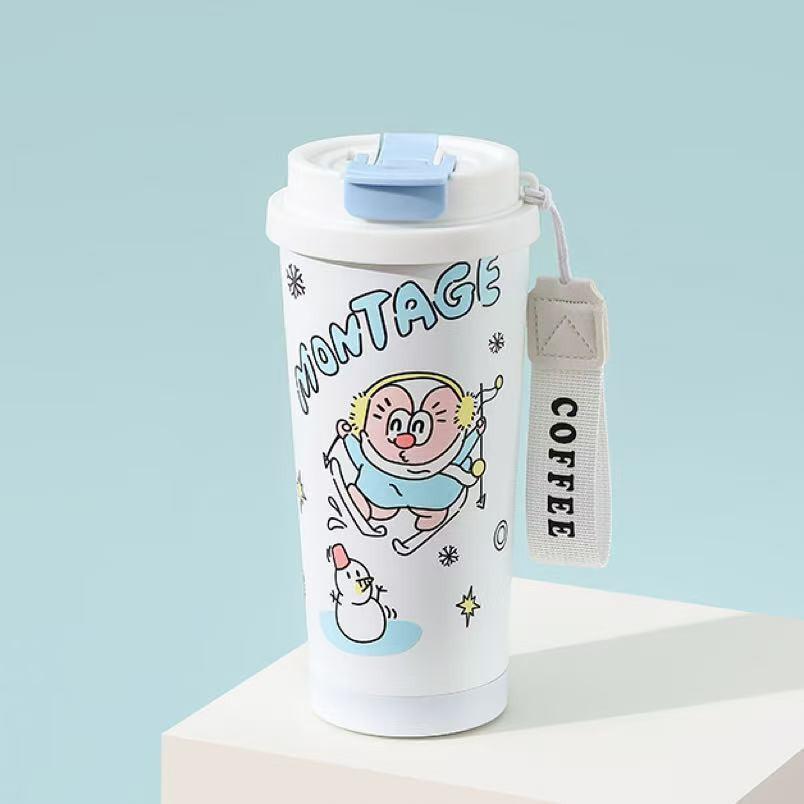 Cartoon Coffee Cup 316 Stainless Steel Thermos Cup High Value Portable Water Cup Car Accompanying Cup