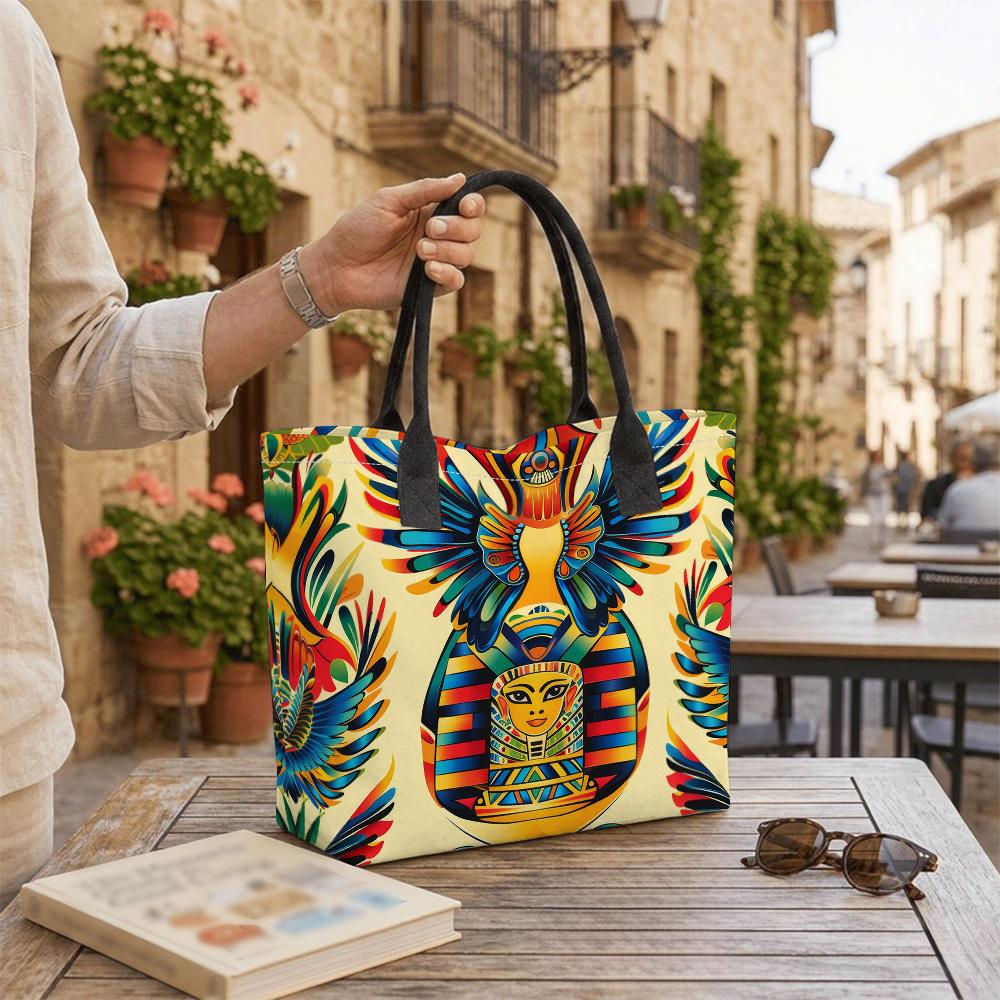 Colorful Egyptian Pattern Tote Bag Large Capacity Reusable Casual Fashion Shoulder Bag for Daily Use