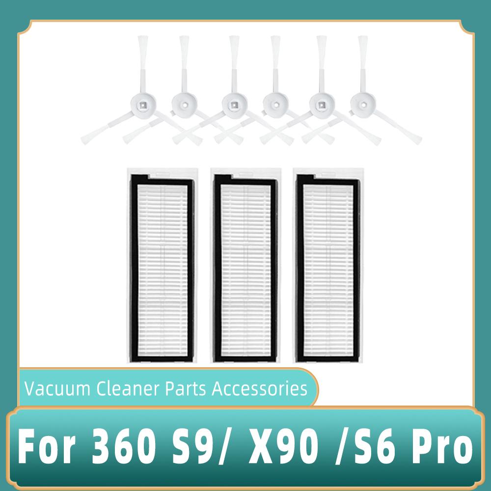 For 360 S9 S6 Pro X90 X95 Robotic Vacuum Cleaner HEPA Filter Roll Main Brush Side Brush Mop Cloth Rag  Spare Parts Accessories
