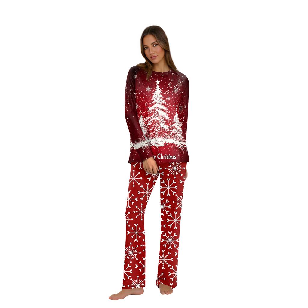 Christmas Print Family Outfit Long Sleeve Top + Pants Set Family Outfit