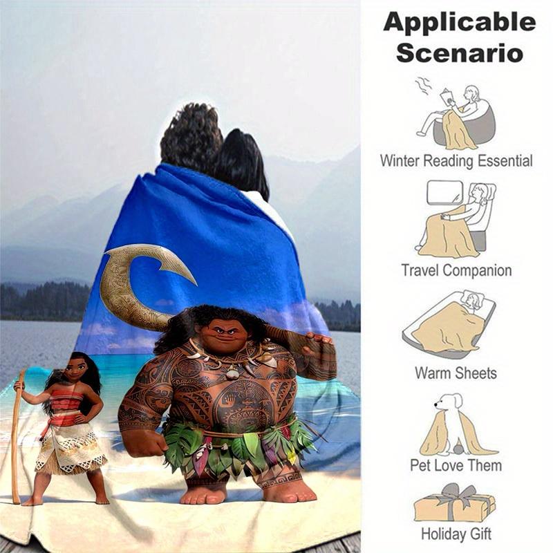 1pc, Moana & Maui Hawaiian Print Blanket Home Decor, Couch Throw, Outdoor Blanket, Gift, Coverlet Suitable for Bedroom