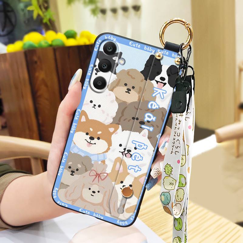 Waterproof Silicone Phone Case For Samsung Galaxy A17 Cute Wrist Strap Back Cover Fashion Design Kickstand Lanyard Ring