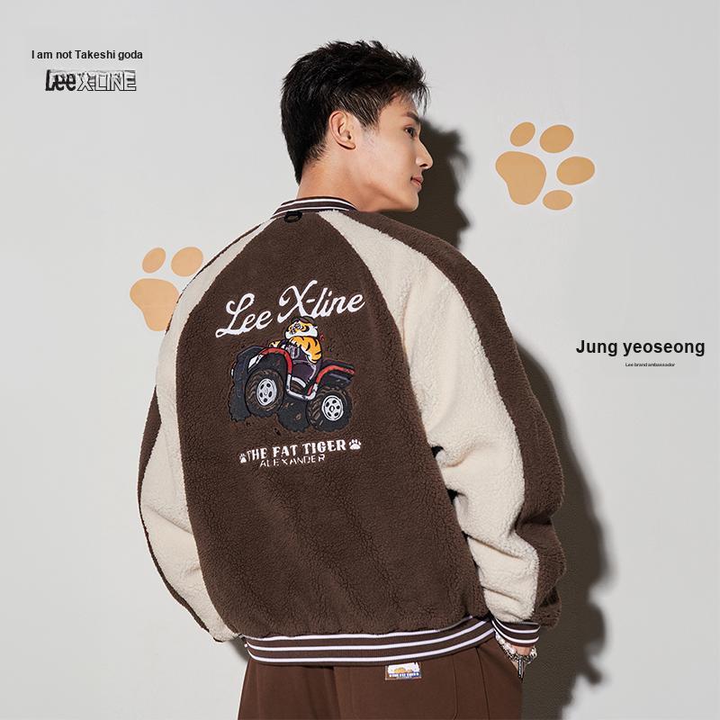 X I Am Not Fat Tiger Series FW23 Comfortable Zipper Imitation Lamb Fleece Cotton Jacket Unisex jackets Brown LUT007210204202A03039