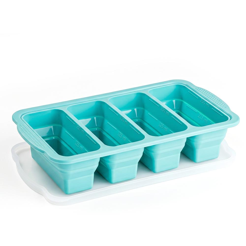 Silicone mold for frozen soup, ice tray, household food storage box, fresh-keeping box, frozen tray with lid