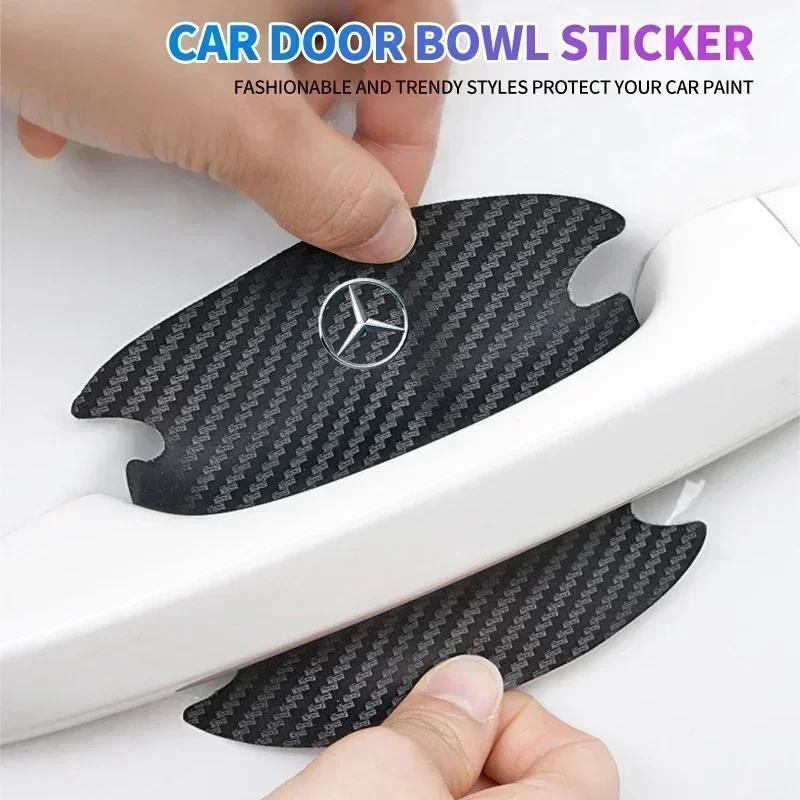 CSB1 4pcs/set Carbon Fiber Car Door Bowl Handle Anti-Scratches Sticker For Mercedes Benz B/C/E/S Class A Class C200L GLC GLE CLA