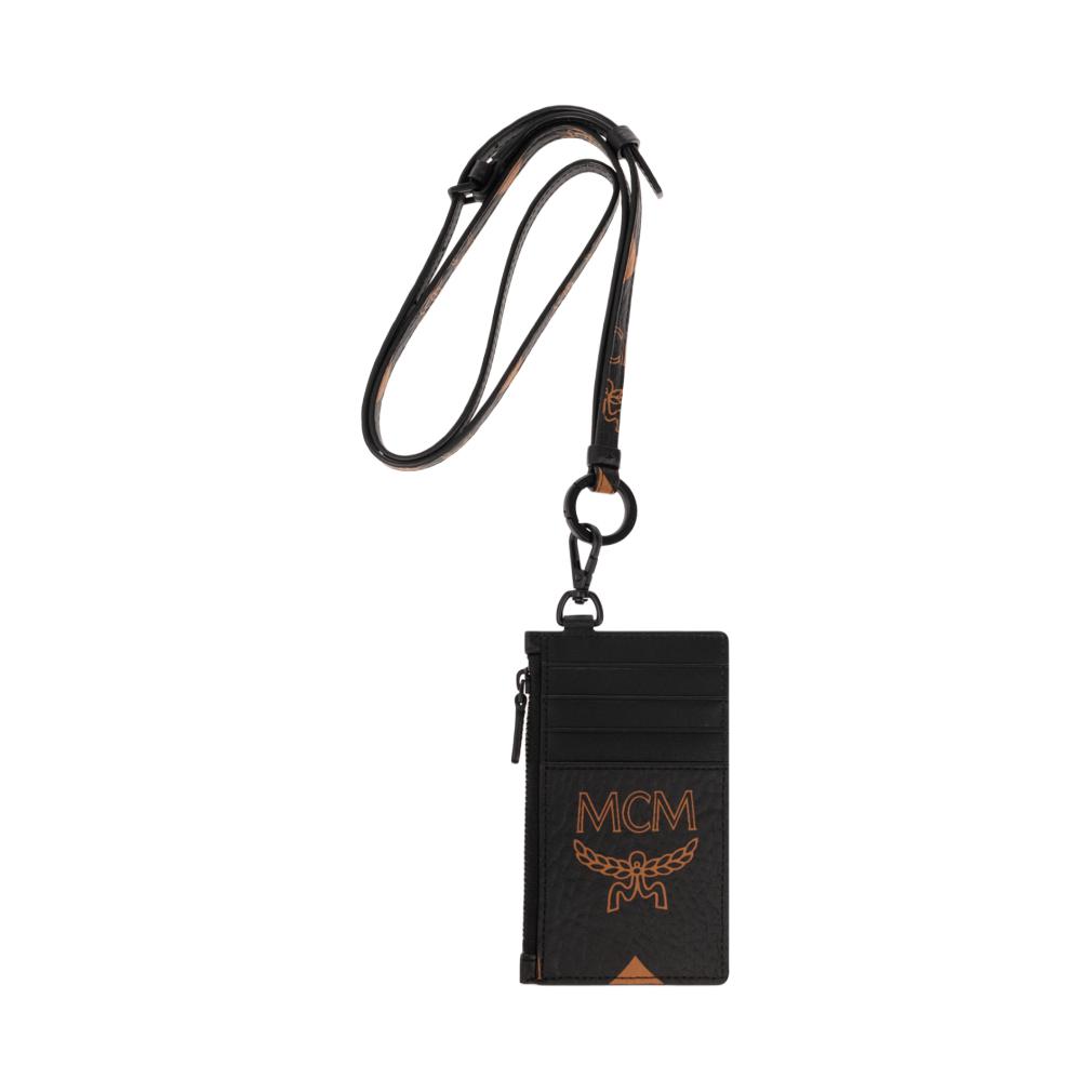 MCM Visetos Leather Lanyard Card Holder with Logo Detail for Daily Use Basic Set (Bag+Dust Bag)
