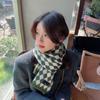 New rhombus plaid wool scarf women's winter Korean version versatile knitted fashion warm student scarf tide