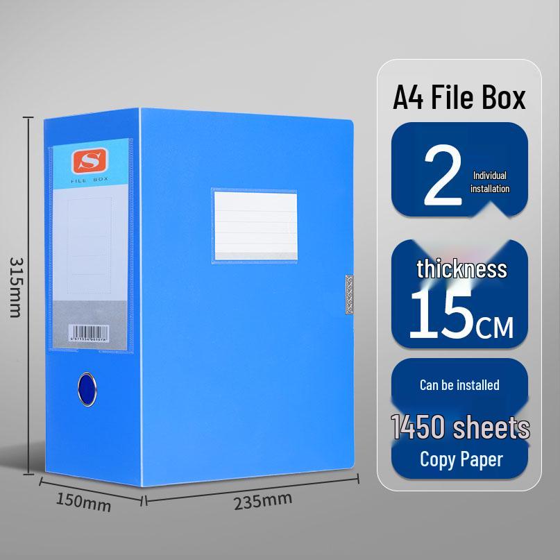 Large A4 Plastic Document Archive Box: 10x15cm, 75mm Thick, High Capacity Storage