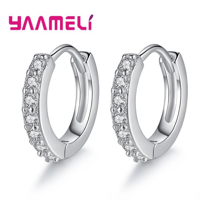 Classic 925 Silver Multicolor Cubic Zircon Small Hoop Earrings for Women Girls Wedding Party Fashion Jewelry Gifts