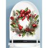 Christmas Festive Toilet Lid Decal With Pine Garland Berries And Baubles Christmas Series Toilet Stickers PVC Self-Adhesive Christmas Wreath Stic