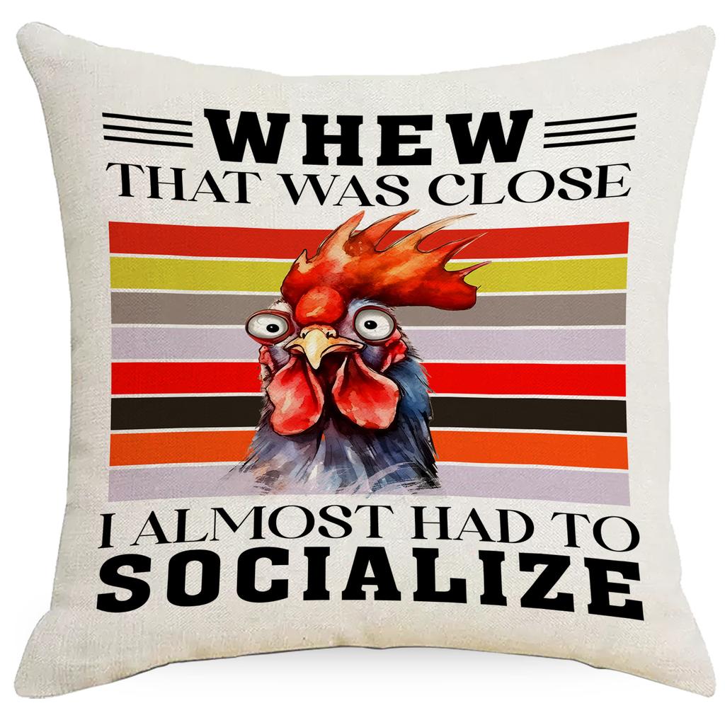 Funny Cat Animal Linen Printed Pillowcase Home Sofa Cushion Pillowcase Decoration