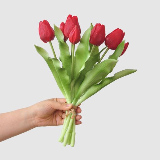Artificial Tulip Flower 12" Real Touch Long Stem Fake Tulip Flower for Spring Easter