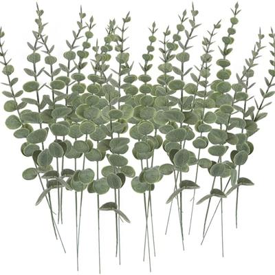 24 Stück künstliche Eukalyptusblätter, künstliche Eukalyptusstiele, künstliche Zweige für Blumenarrangements, Hochzeitssträuße, Heimdekoration