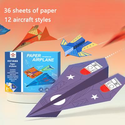 36 Stück Origami-Flugzeugmodell DIY Pädagogisches Spielzeug für Kinder Praktische Fähigkeit Puzzle-Spielzeug Interaktiver Spaß Papierflugzeug Für Kinder