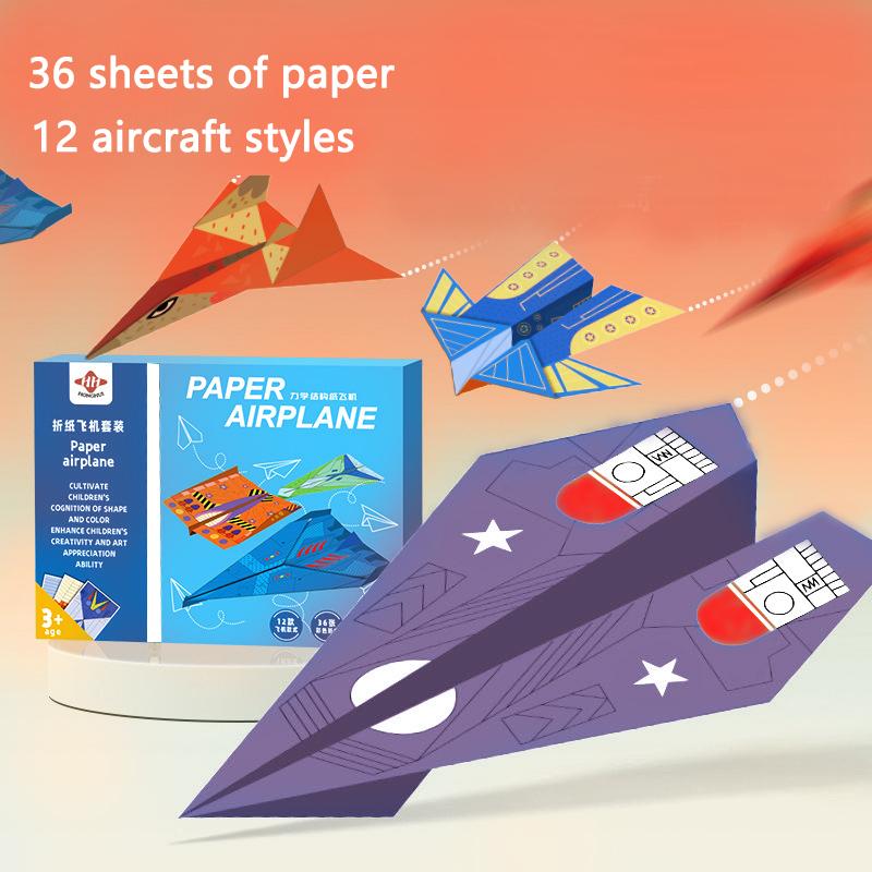 36 Pages Children Creative Origami Paper Planes Folding DIY Parent-child Full Color Handicraft Toy Aircraft Educational Toy