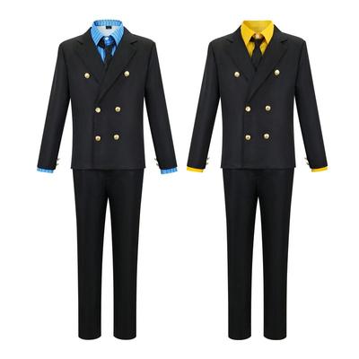One Piece Cosplay Costume Sanji Yellow and Blue Suit Men's Cosplay Outfit Anime Cosplay Clothing