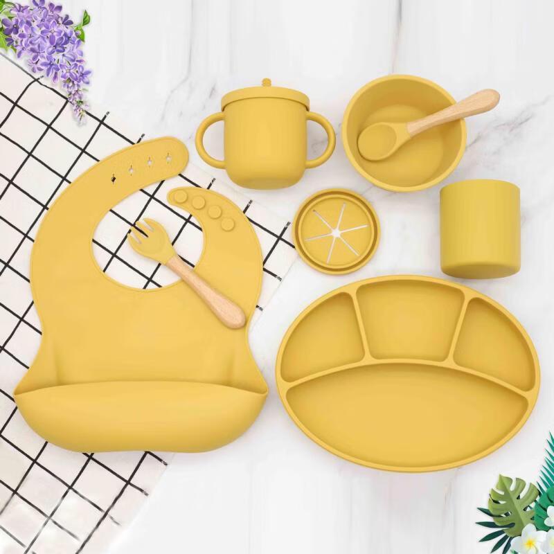 RuHan Silicone Integrated Baby Plate & Bowl Feeding Set