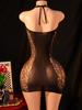 Fhseer Women'S Halter Sexy Lingerie See Through Mesh Bodycon Dress Front Cutout Babydoll Sexy Open Back Dress For Night Club