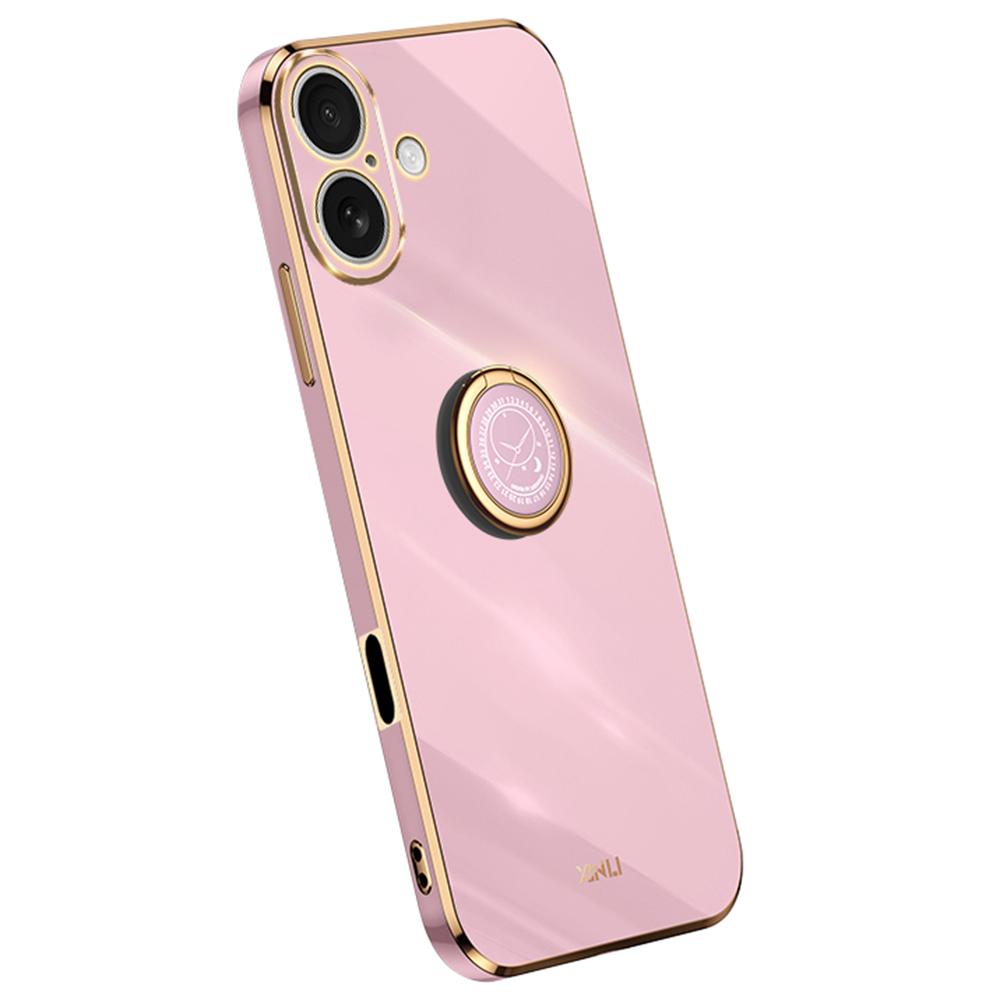 XINLI For iPhone 16 Plus Case Ring Kickstand Electroplating TPU Phone Cover