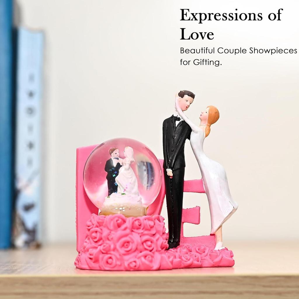 Couple – Couple Romantique Boule de Verre Miniature Statue Pièce d'Exposition, Cadeau de Mariage Parfait pour les Couples, Mari & Femme