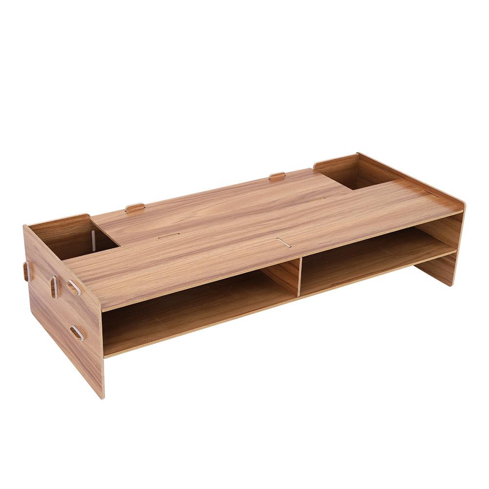 Monitor Stand Computer Desktop Laptop Shelf Desk Table Bracket Holder Storage Rack(Cherry Wood)
