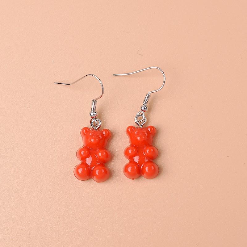 Náušnice s pryskyřičnými medvídky v bonbónových barvách pro ženy - Roztomilé kreslené průhledné šperky
