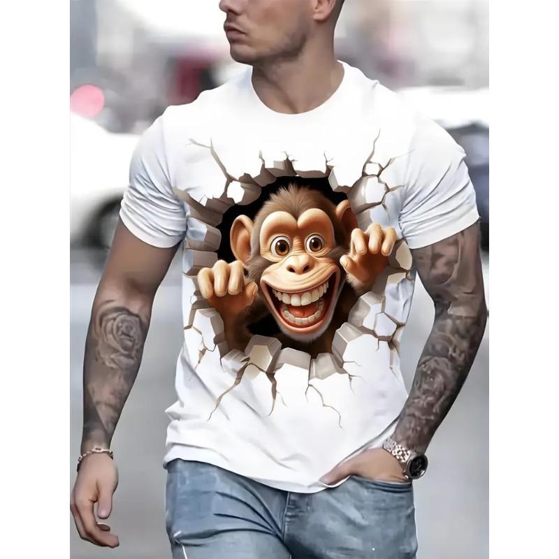 Funny Cartoon Animal Print Men's Fashion Short-sleeved Harajuku Street Fashion Comfortable And Breathable Men's T-shirt