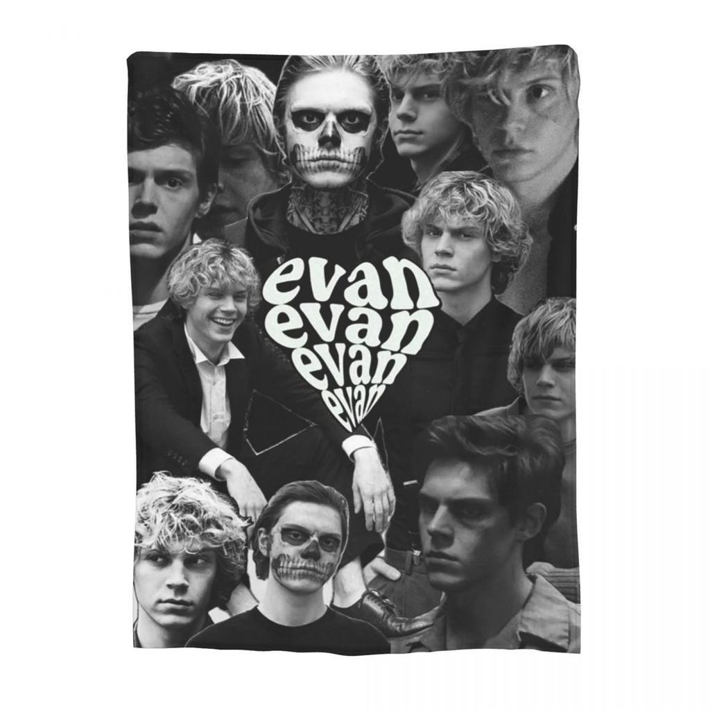 Evan Peters Pattern Blanket Flannel Sofa Throw Blanket Portable Throw Blankets for Couch Bedding Outdoor Throws Bedspread Quilt