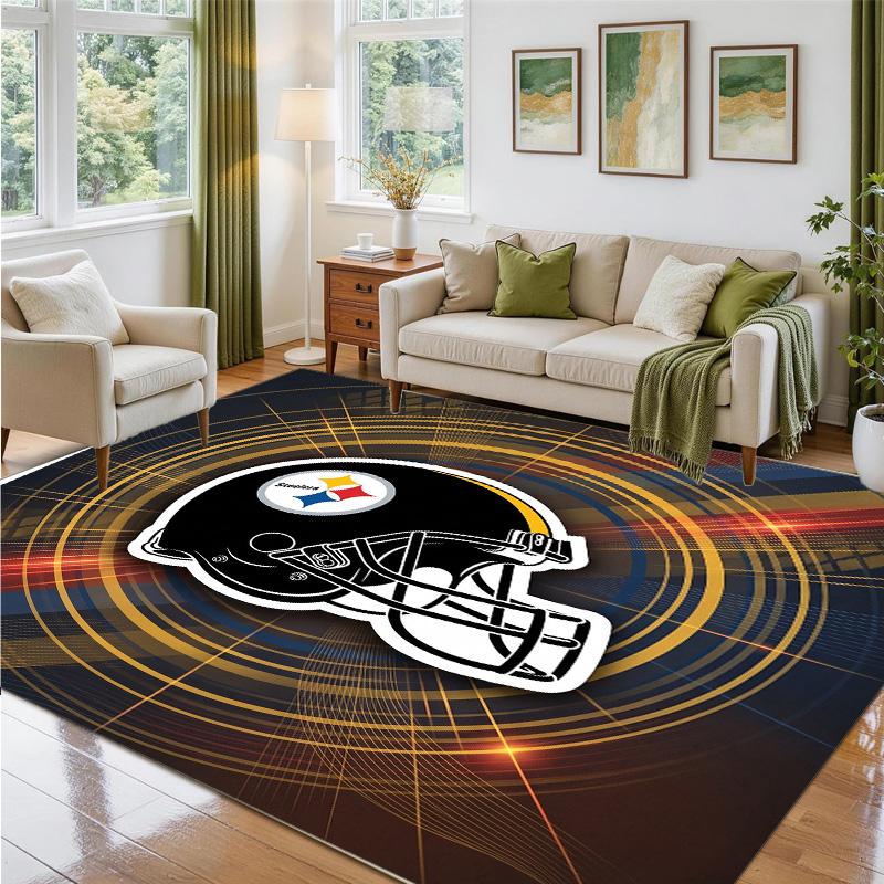 Pittsburgh Steelers Design Crystal Velvet Rug Soft Decorative Mat for Bedroom Entrance