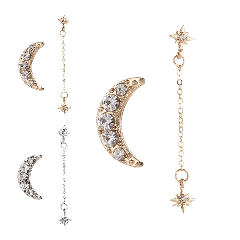 1 Pair Bohemian Style Irregular Moon Star Earrings Women Girls Alloy Stylish Earring Fashion Personality Ear Studs