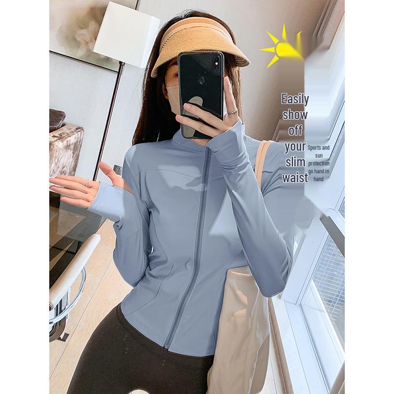 Women's Quick-Dry Stand Collar Fitness Jacket with Zipper - Breathable, Long Sleeve Sports Top for Running, Yoga, Outerwear.