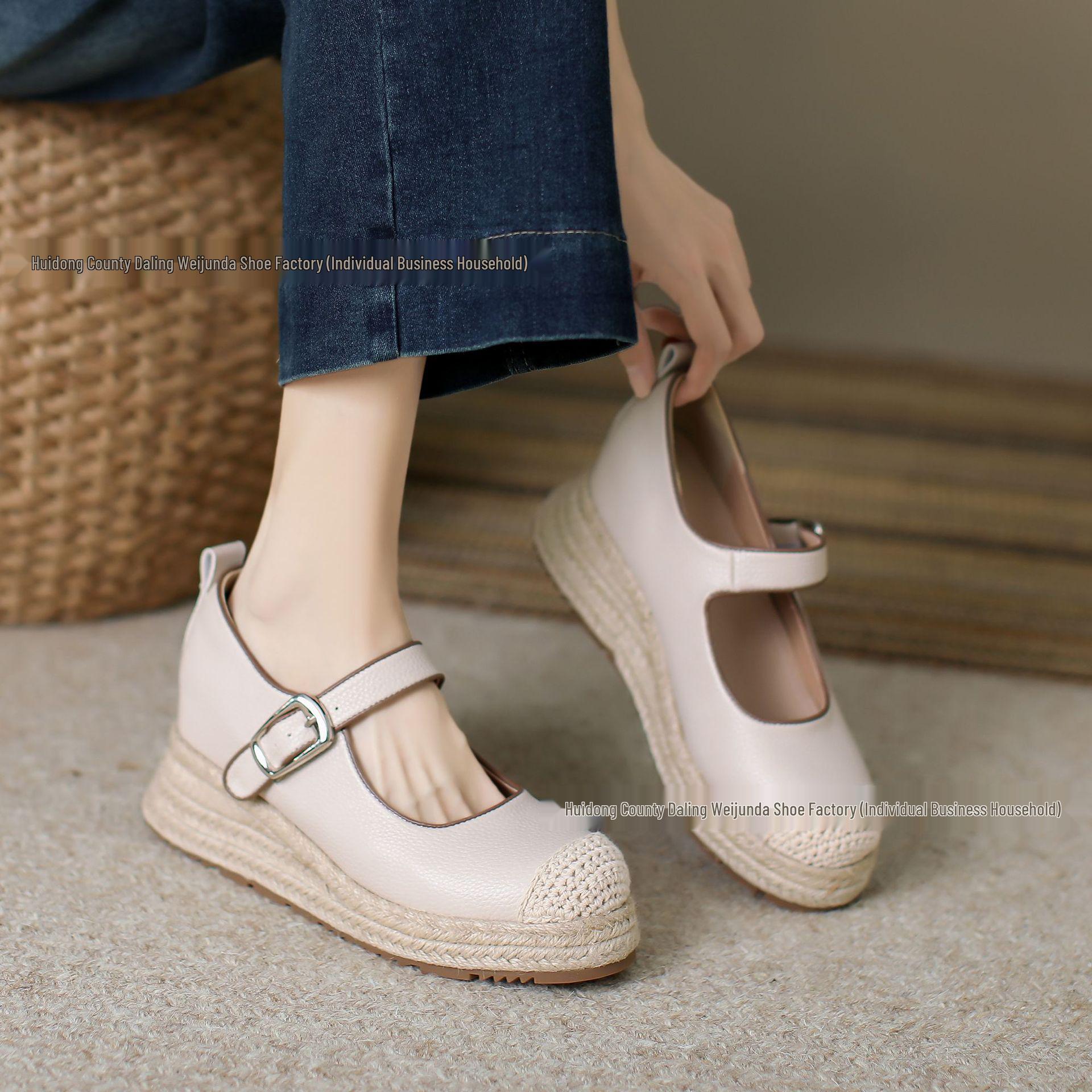 

Women s 8CM Hidden Heel Closed Toe Mule Espadrille Mary Janes with Jute Rope Sole Size 39