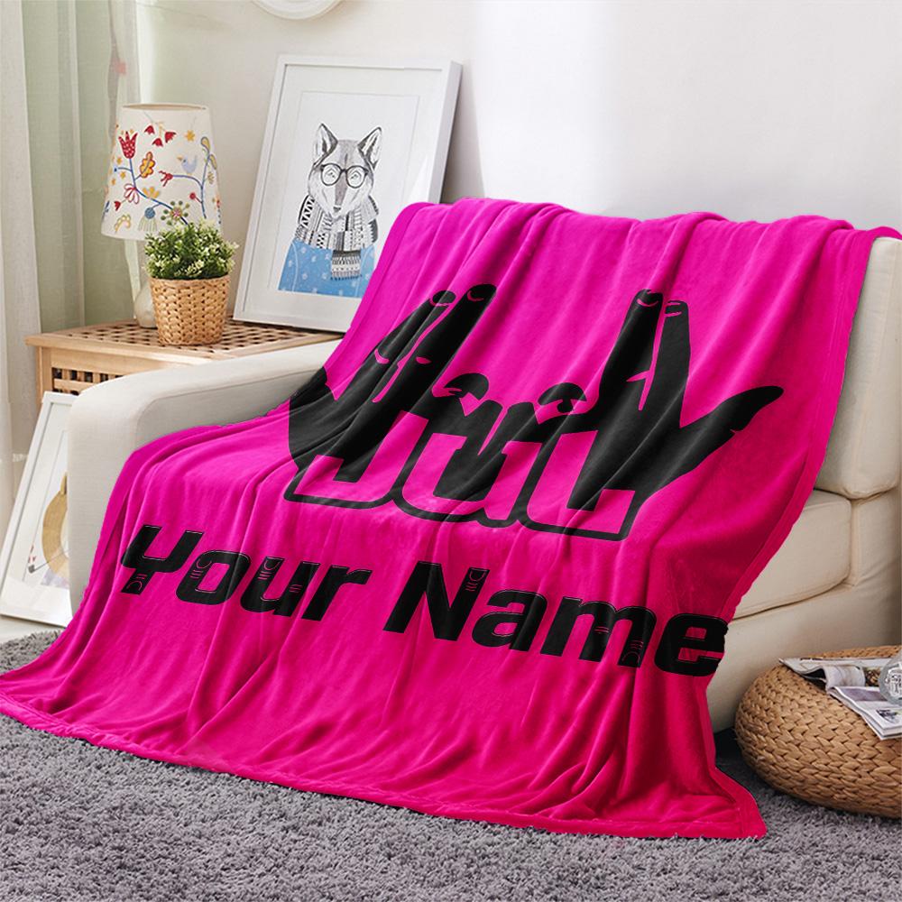1PC Custom Name JuL C'est Pas Des Lol Patterned Flannel Blanket Suitable For All Seasons for Home Decor Warmth and Comfort Gifts Holiday Present -HE72