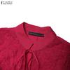 ZANZEA Women Elegant Hollow Lace Patchwork Casual Short Sleeve Dress