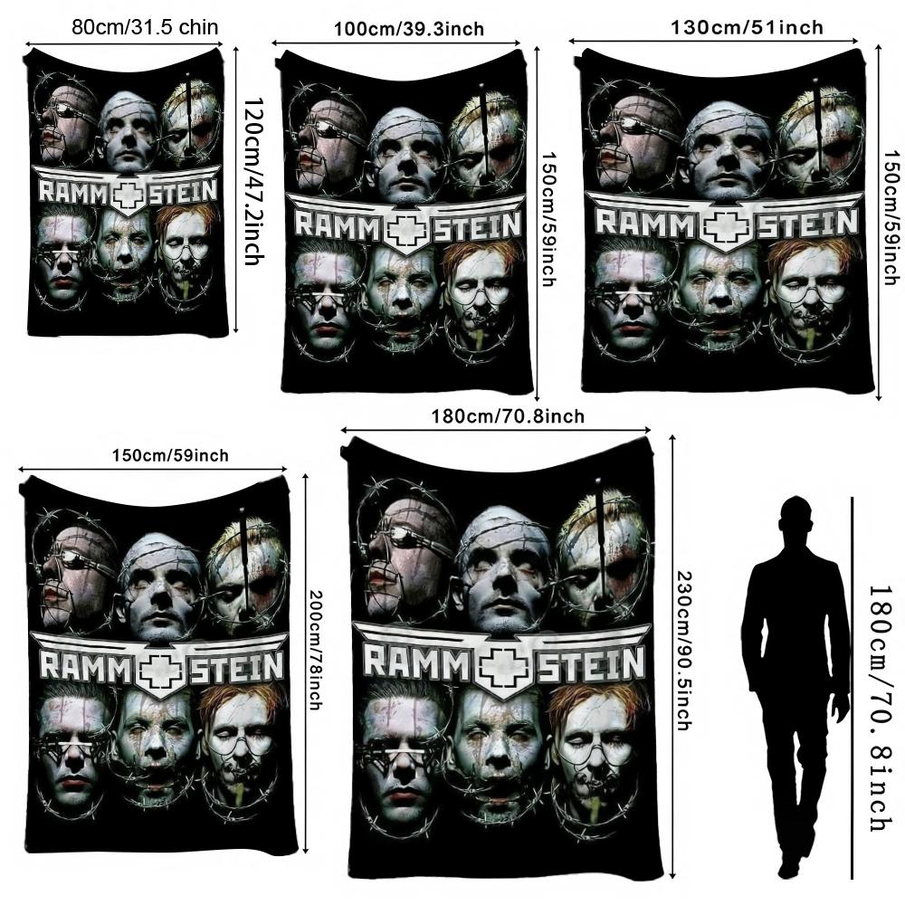 Rammstein Dark Industrial Band Portraits Theme Blanket Skinfriendly Warm Throw Blanket For Bedroom Bed Sofa Lightweight Home Decor Halloween Gift