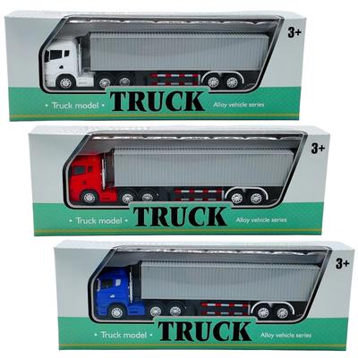 Container Truck Die Cast Metal Vehicle Model 20.5CM Miniature Collectible Ornament Home Office Decors Children Gift