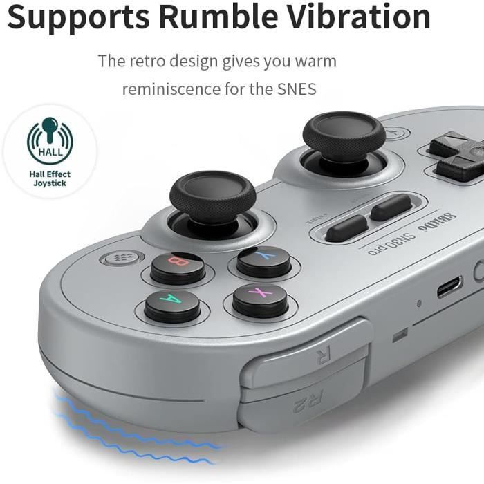 Manette De Jeu - 8BITDO - SN30 Pro - Bluetooth 4.0 - Joystick À Effet Hall - Design Rétro