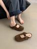 Soft leather version~ retro Boken shoes women wear platform bag head half slippers one-word buckle casual lazy Muller slippers