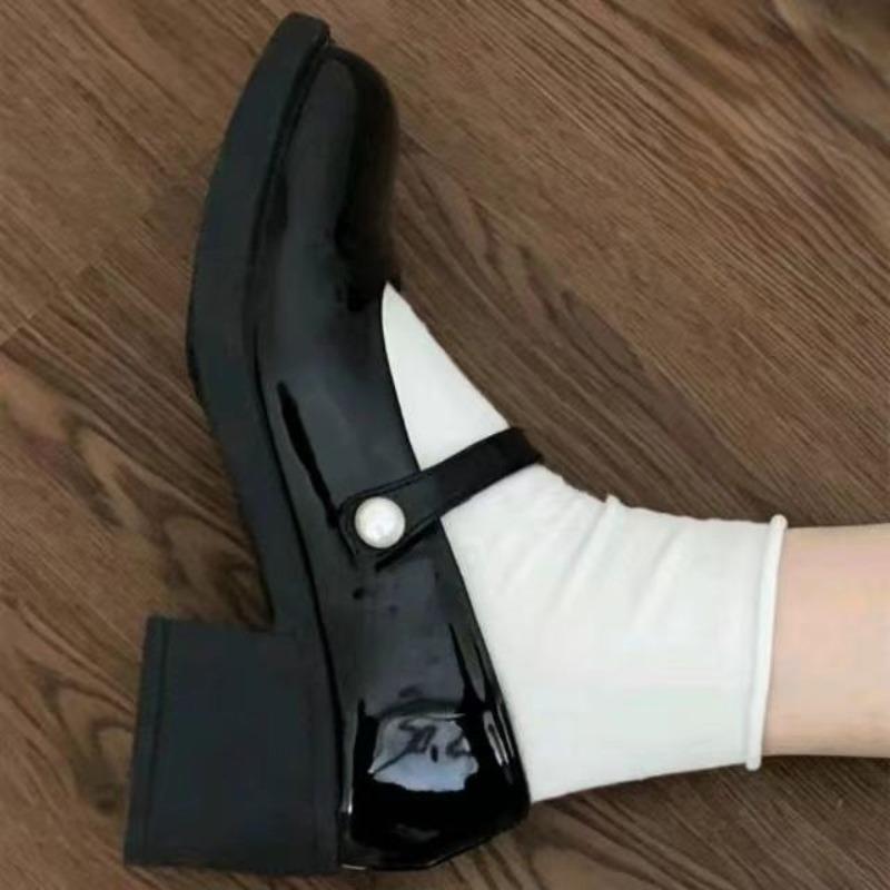 New Square Head Retro Platform College Shoes Spring Soft Girl Cute Thick Heel Mary Jane Small Leather Shoes Women
