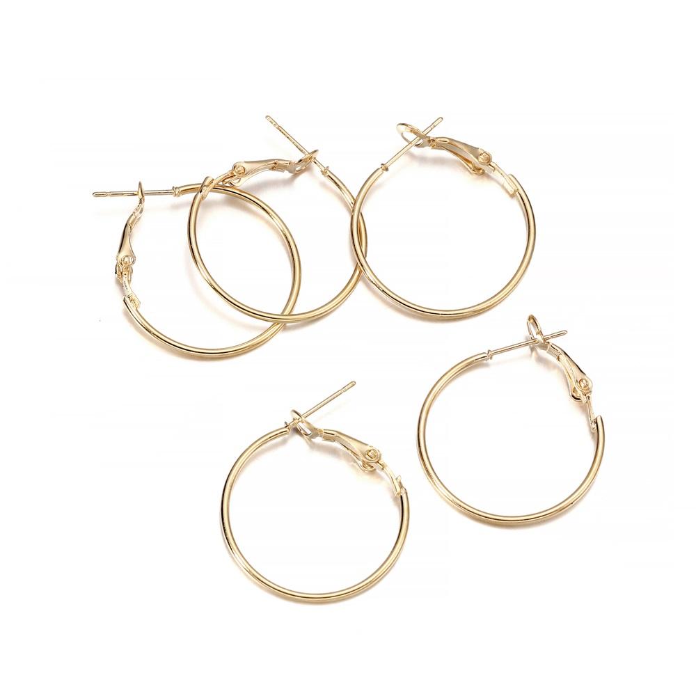 10pcs/lot Gold Color Round Alloy Earring Hoop Hooks For Jewelry Making Findings Diy Earrings Accessories Supplies Wholesale