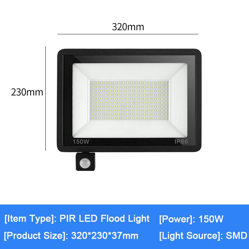 PIR Motion Sensor LED Flood Light Wall Lamp AC 220V Waterproof Spotlights 50W 100W 150W Reflector Outdoor Garden Street Lighting