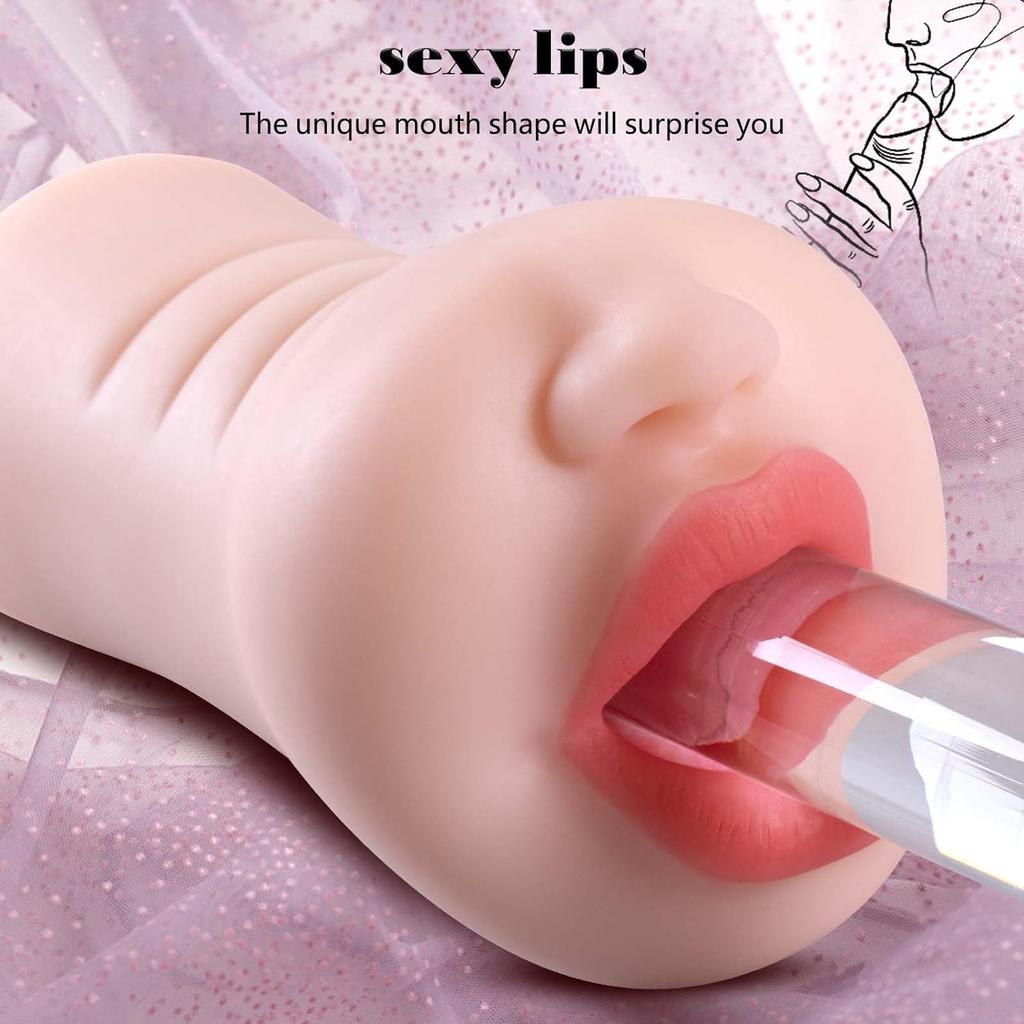 1pcs 2 In 1 Male Masturbator with Realistic Face, Vagina Deep Throat Oral Sex Stroker, Portable Blowjob Sex Doll Fake Pussy, Toys for Men Masturbation