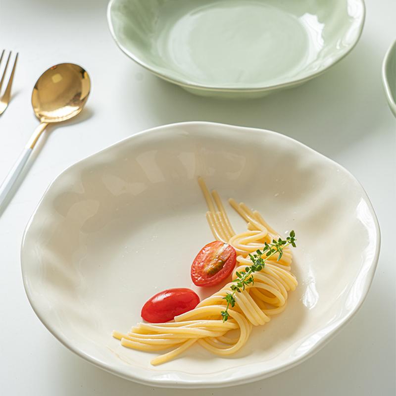 Household 7~8 Inch Cream Wind Ceramic Plate New Underglaze Colour Deepen Vegetables Salad Tableware Chinese Simple White Dish