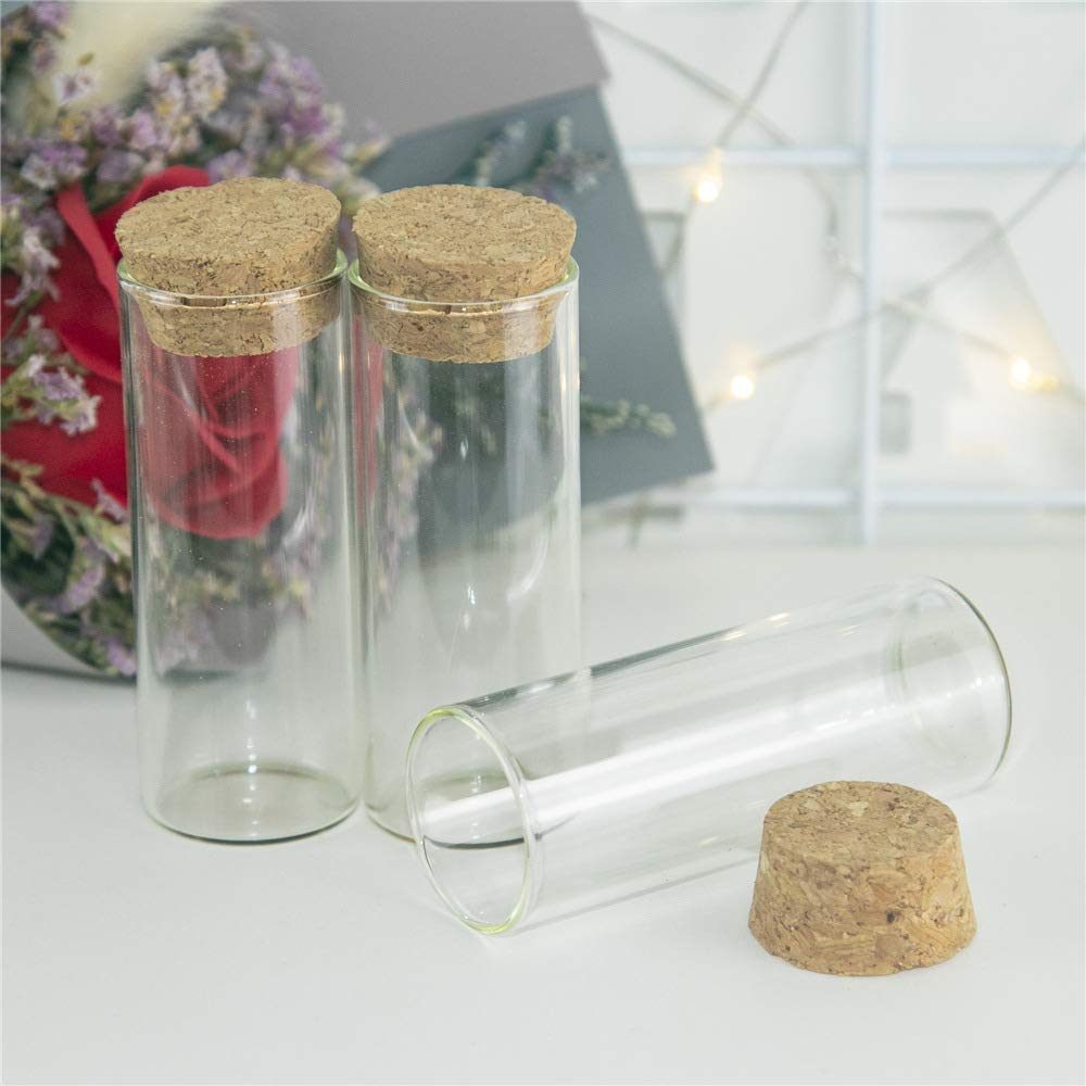 [None] 12 Clear Glass Test Tubes with Cork Stoppers, Storage Bottles, Decorative Bottles, Laboratory Bottles - 25ml - 27x70mm