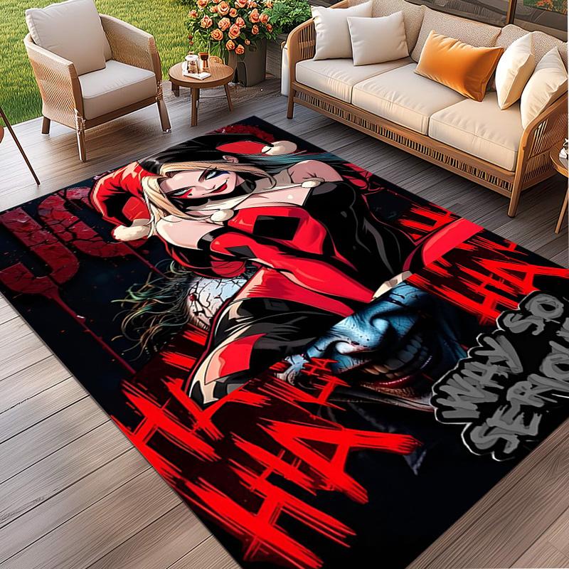 Harley Quinn Joker Print Rug, Washable Floor Carpet, For Entryway Dorm Laundry Room Office Study, Home Decor Birthday Christmas Gift