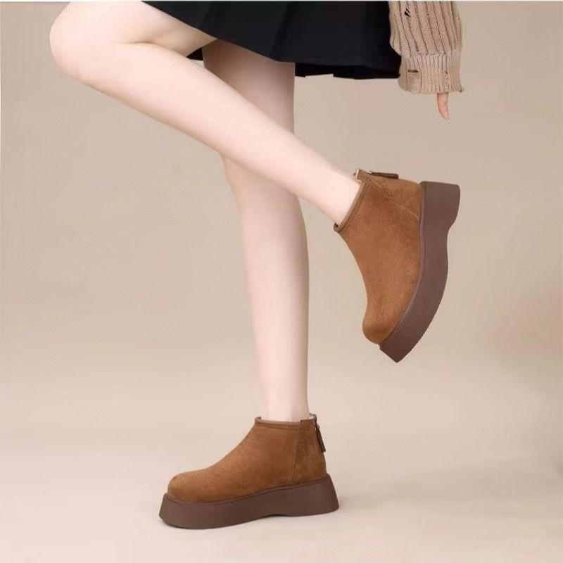 Women's Mary Jane Snow Boots - Plush, Thick-Sole, Height-Boosting, Non-Slip, Warm Winter Shoes for Petite Sizes.