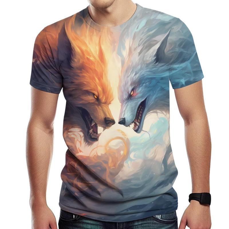 Men's 3D Printed T-Shirt Animal Pattern Printing Short Sleeve O-Neck Pullover Casual Top
