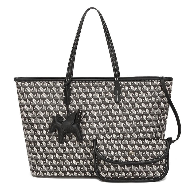 New Stylish and Simple Contrasting Color Shopping Bag Tote Bag Versatile Shoulder Handbag Women's Bag