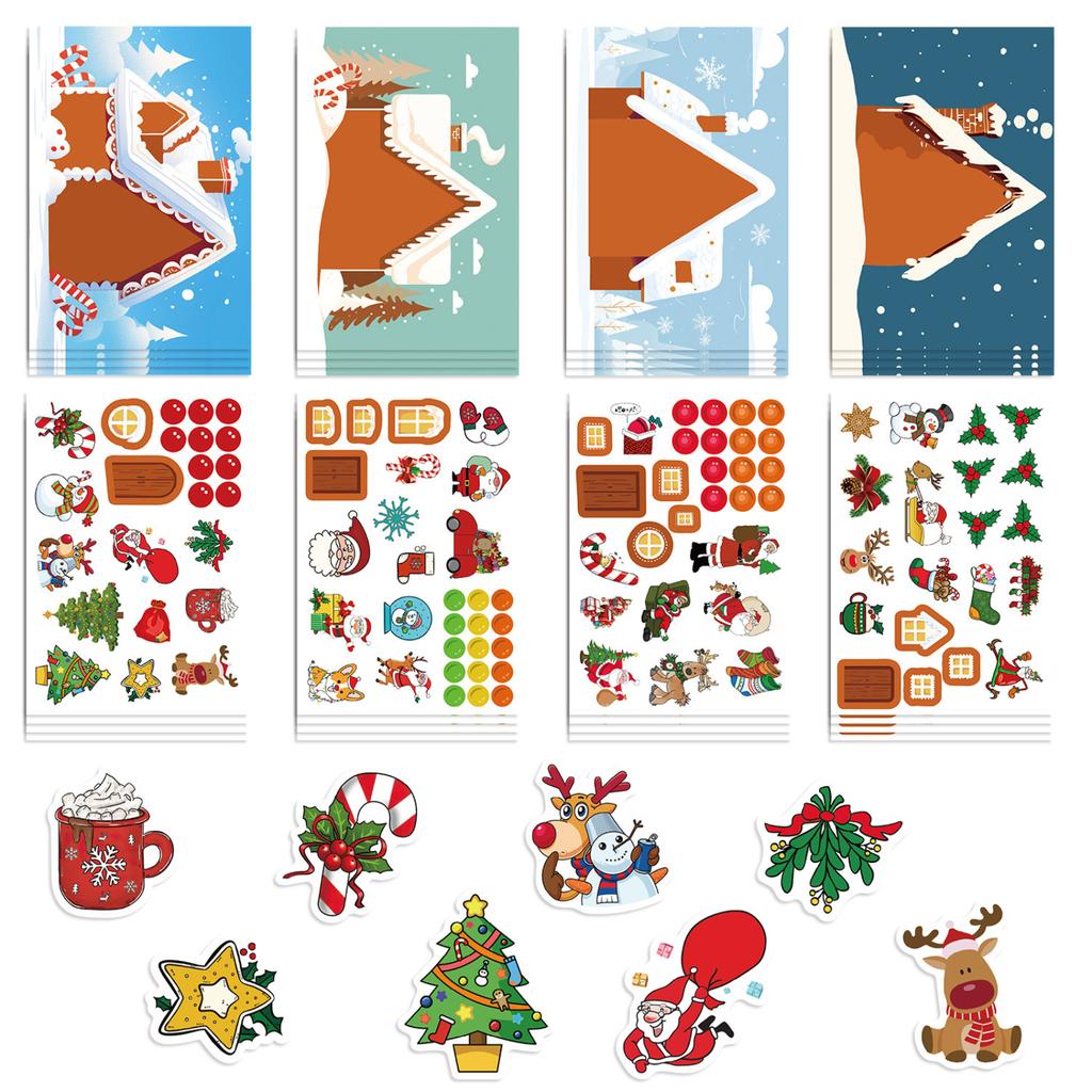 8 Designs Christmas Party Stickers for Wrapping, Scrapbooking and Festive Decorations